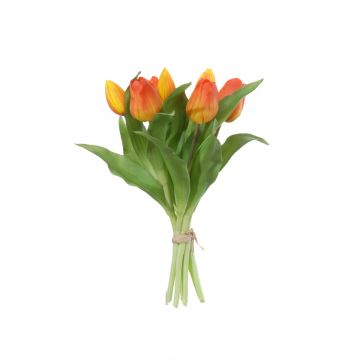 Kunstbloem tulpenbundel oranje 7 stelen 30 cm