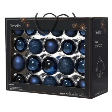 Decoris Kerstballen Glas mix Blauw 42 stuks