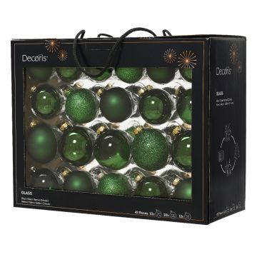 Decoris Kerstballen Glas mix Dennengroen 42 stuks