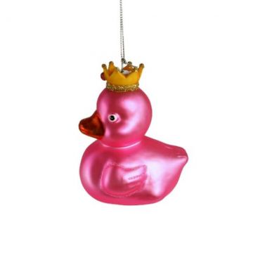 Werner Voss kerstornament eend roze glas