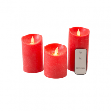 Kaars Rood Wax Rustiek (3 stuks)