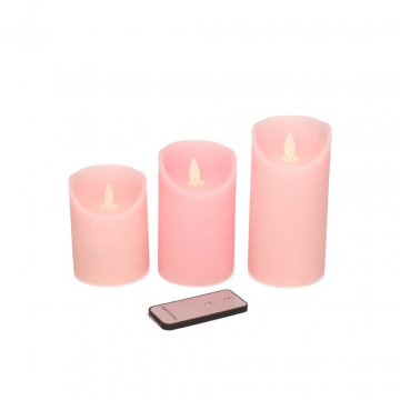 Kaars Roze Wax Rustiek (3 stuks)