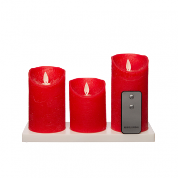 Oplaadbare Kaars Rood Wax Rustiek (3 stuks) 