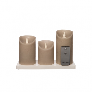 Oplaadbare Kaars Taupe Wax Rustiek (3 stuks) 