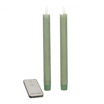 Dinerkaars Jade Groen Rustiek Wax 23 cm 3D Lont (2 stuks)