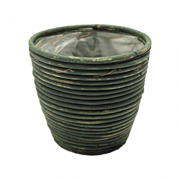 Van der Leeden Pot Rotan Streep Groen 13x11