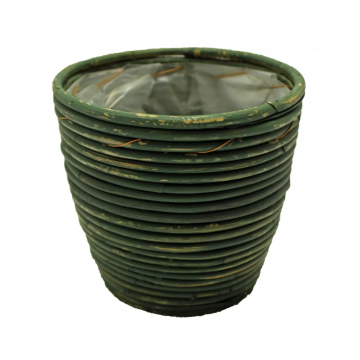 Van der Leeden Pot Rotan Streep Groen 15x14