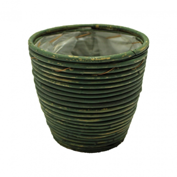 Van der Leeden Pot Rotan Streep 18x16 Groen