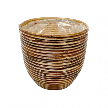 Van der Leeden Pot Rotan Streep 20x19 Bronze