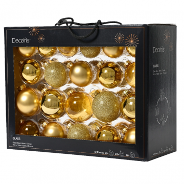 Decoris Kerstballen Glas mix Goud 42 stuks