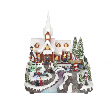 Luville Winter village with church 32 x 30 x 40 cm