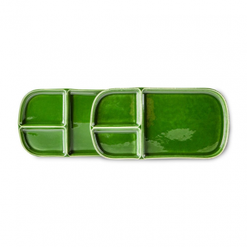 HKliving The Emeralds Ceramic Plate Rectangular, Green 2 stuks