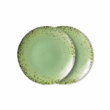 HKliving 70S Ceramics Dinner Plates, Kiwi 2 stuks