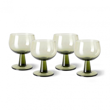 HKliving The Emeralds Wine Glass Low, Olive Green 4 stuks