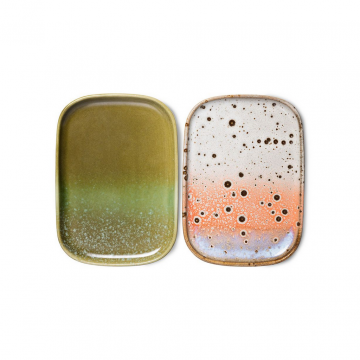 HKliving 70S Ceramics Small Trays, Atlas 2 stuks