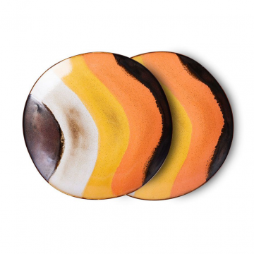 HKliving 70S Ceramics Side Plates, Retro Wave 2 stuks