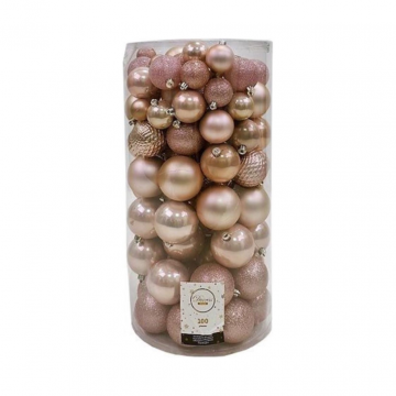 Kerstballen onbreekbaar tube 100 stuks blush pink