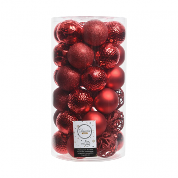 Kerstballen onbreekbaar tube 37 stuks christmas red