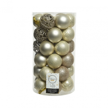 Kerstballen onbreekbaar tube 37 stuks pearl