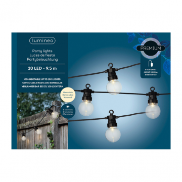 Lumineo LED Partylight Zwart 9.5m 20 lichtjes Warm wit