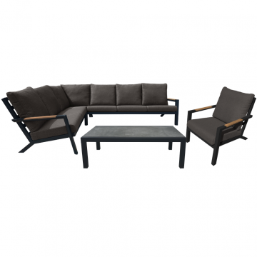 Royal Seasons Detroit Hoekset met fauteuil en Nero Salontafel