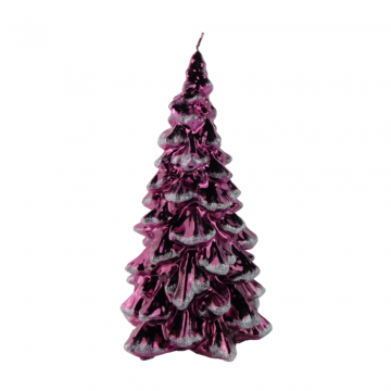 Kaars kerstboom D 16 x H 30 cm metallic glitter purple