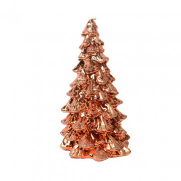 Kaars kerstboom D 13 x H 23 cm metallic glitter copper