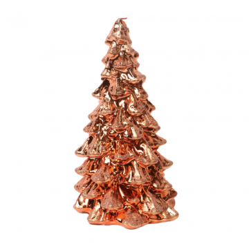 Kaars kerstboom D 16 x H 30 cm metallic glitter copper