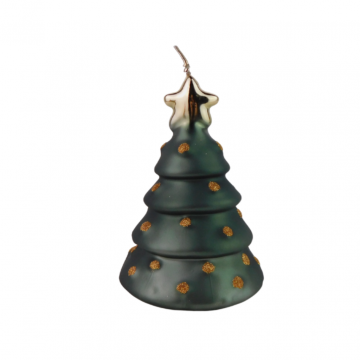 Kaars kerstboom mat groen 14 x 9,5 cm