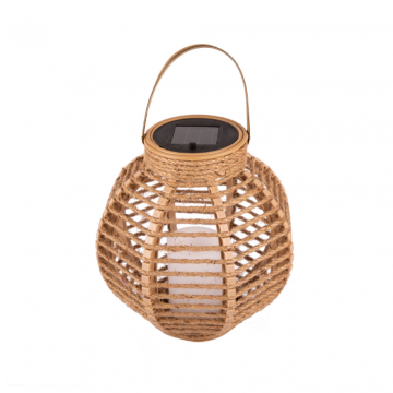 Solar lantaarn rond hemp natural 20 cm