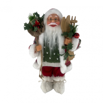 Kerstman met ski's rood 30 cm