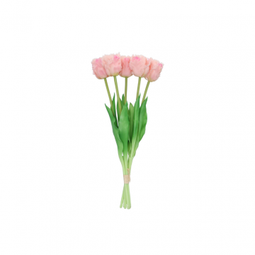 Kunstbloem Zijde Papegaai Tulp Roze 39cm 5 stuks