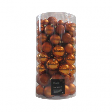 Decoris Kunststof kerstballen mix warm cider 100 stuks