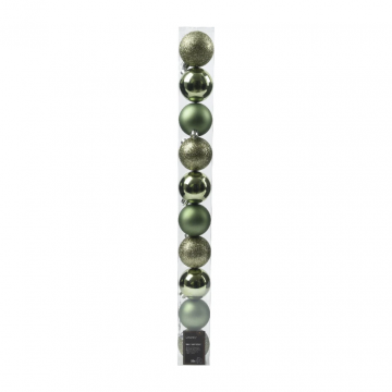 Decoris Kunststof kerstballen mix rosemary green 10 stuks