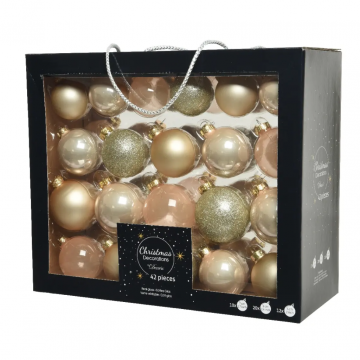 Decoris Kerstballen Glas mix Pearl 42 stuks