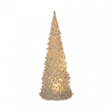 Decoratieboom kerst transparant met verlichting 17 cm