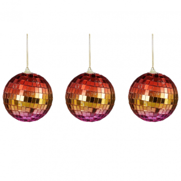 House of Seasons kerstbal Disco regenboog 3 stuks 8 cm