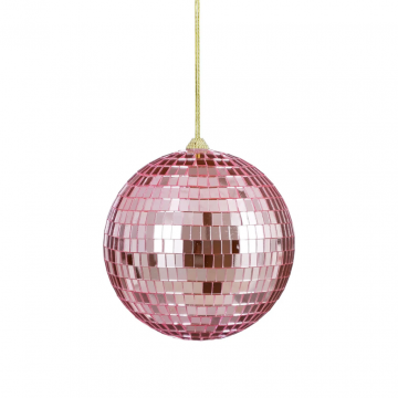 House of Seasons kerstbal Disco roze 15cm