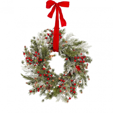 House of Seasons kerstkrans strik en bessen 50 cm