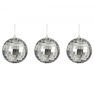 House of Seasons kerstbal Disco zilver 3 stuks 8 cm