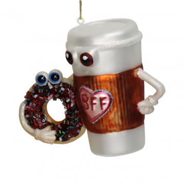 Kersthanger Koffie Donut Glas Multi