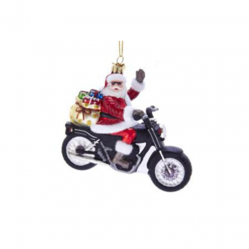 Kurt Adler kersthanger Noble Gems Glass Santa On Motor