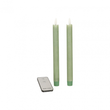 Dinerkaars Jade Groen Rustiek Wax 23 cm 3D Lont (2 stuks)