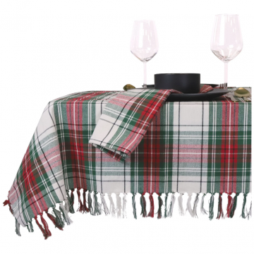 Tafelkleed Xmas tartan wit 150 x 250