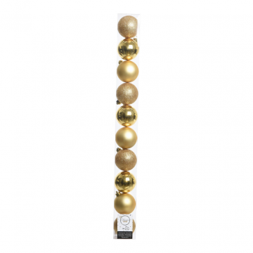 Kerstballen onbreekbaar tube 10 stuks light goud