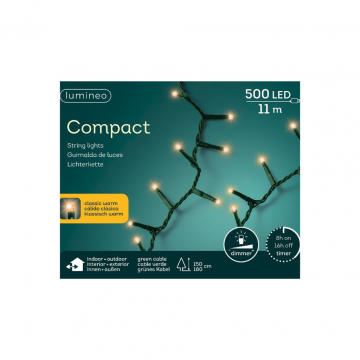 Lumineo compact lights steady groen 1100cm klassiek wit