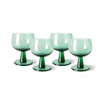 HKliving The Emeralds Wine Glass Low, Fern Green 4 stuks