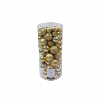 Kerstballen onbreekbaar tube 100 stuks light goud