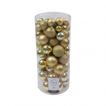 Kerstballen onbreekbaar tube 100 stuks light goud