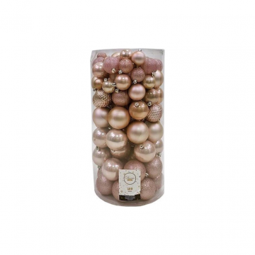 Kerstballen onbreekbaar tube 100 stuks blush pink